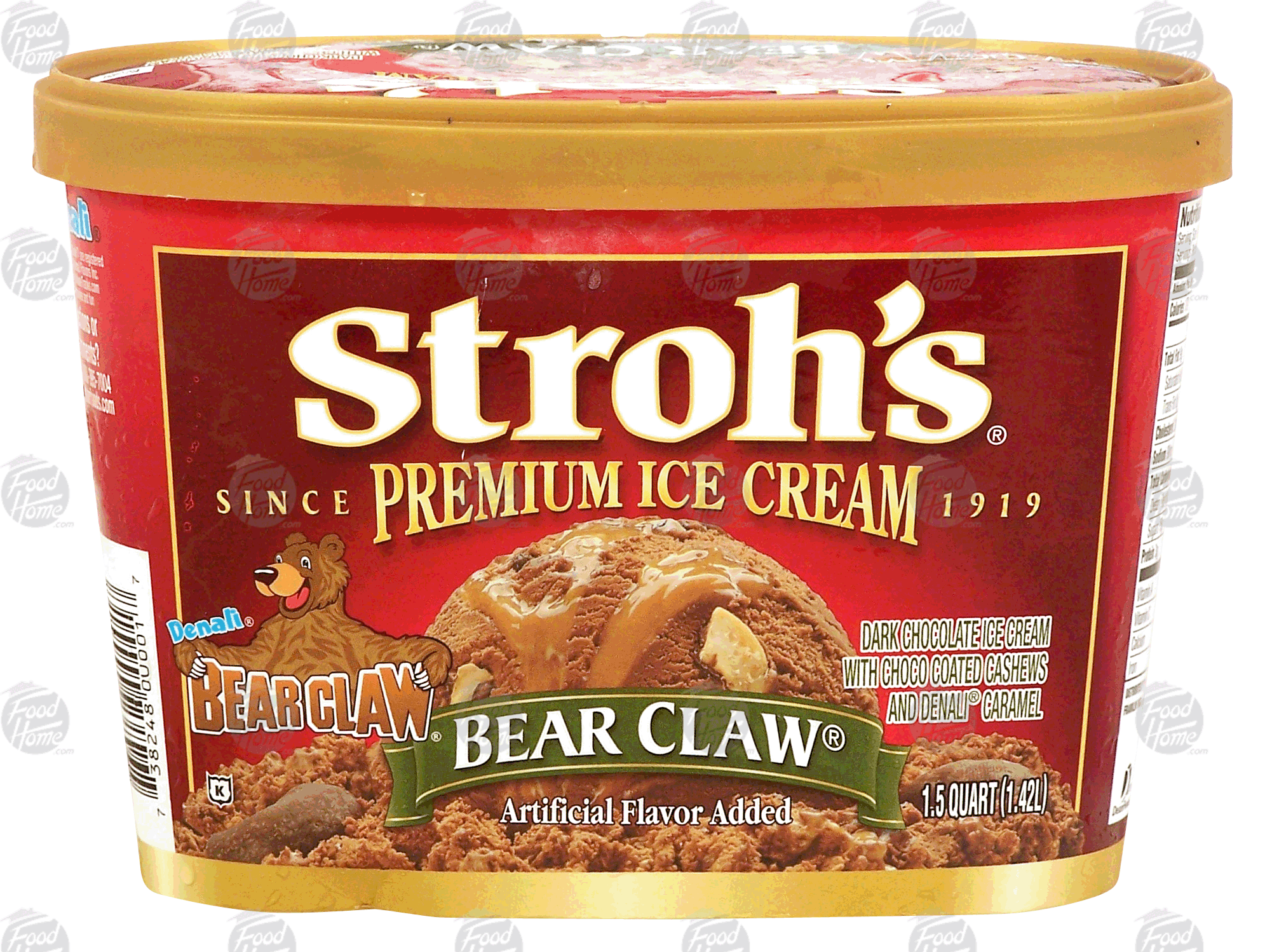 Stroh's Bear Claw dark chocolate ice cream with chocolate coated cashews and caramel Full-Size Picture